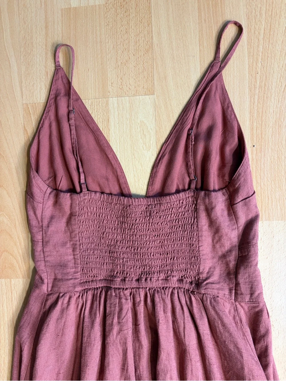 Abercrombie & Fitch NWT Button Through Maxi Dress Linen Blend in Rust Cinnamon S